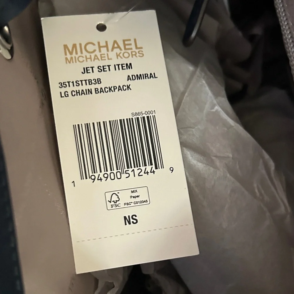 Michael Kors Signature Jet set Navy and Silver‎ MK Logo Backpack